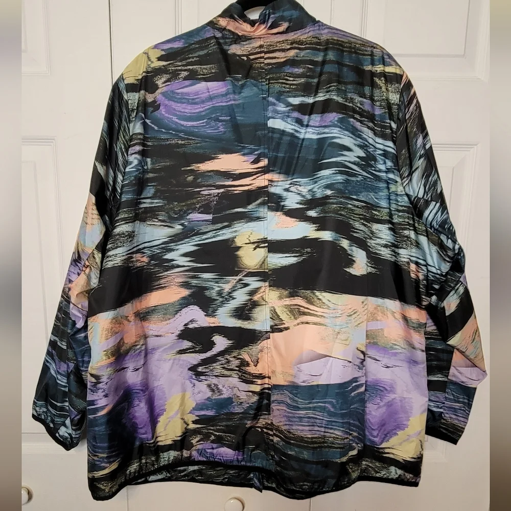 #570- TORRID- Happy Camper Multicolor Abstract Active Jacket. Sz.26W - Picture 2 of 7